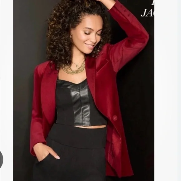 CAbi Women's Red Velvet Blazer - Picture 2 of 4